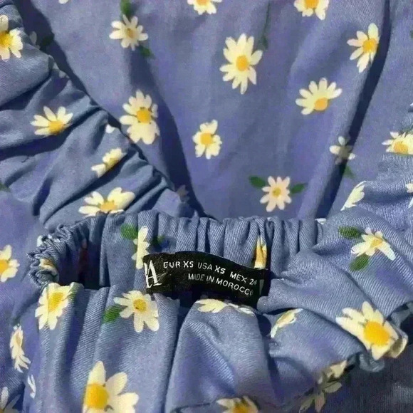 ZARA  blue daisy print crop top size XS NWOT - Picture 10 of 10